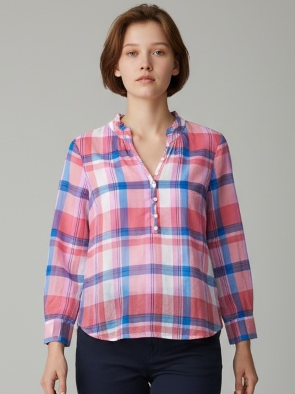 NWT Talbots Summer Plaid Sheer Top Size XS